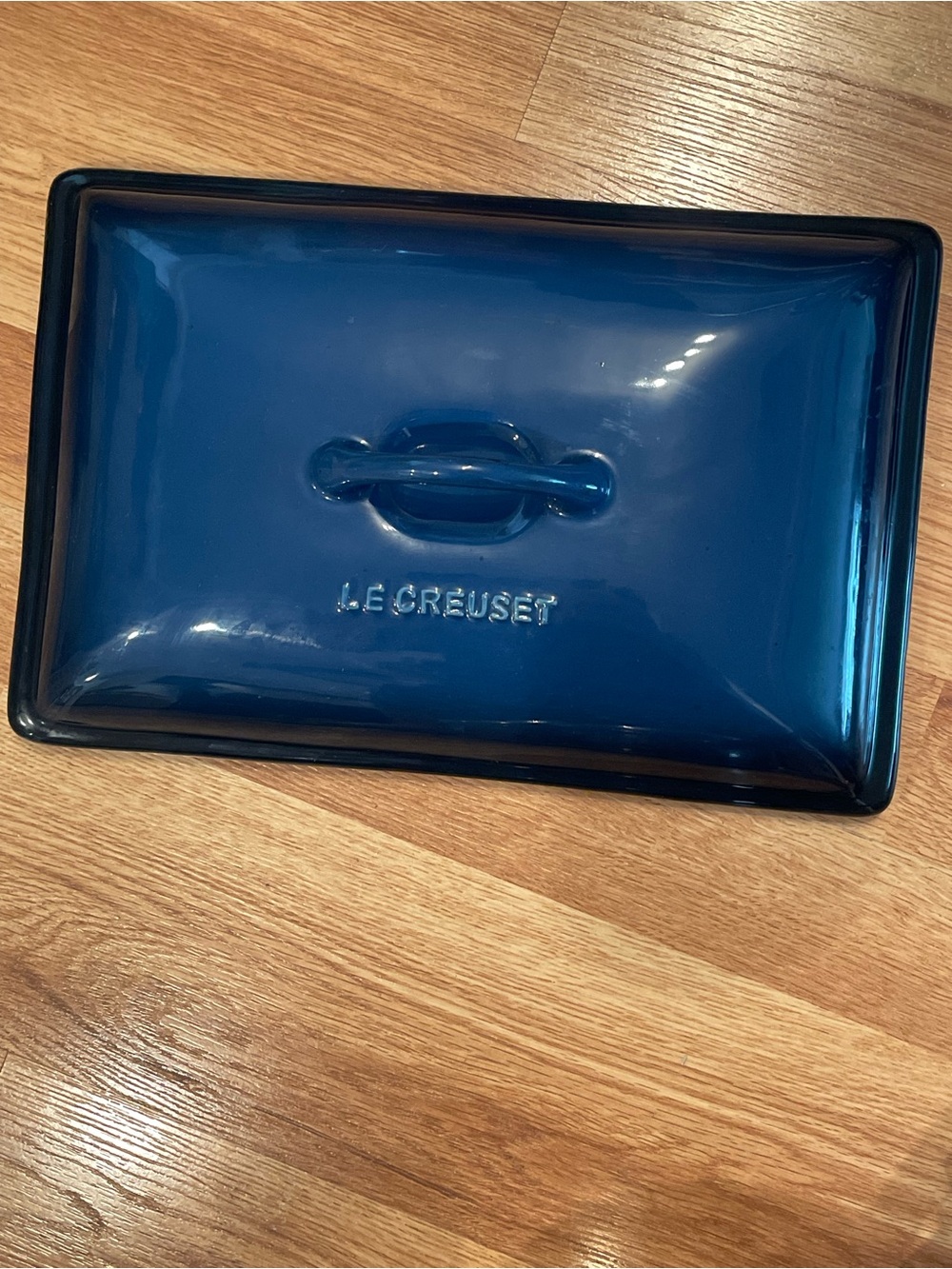Le Creuset LID ONLY Blue Stoneware Ceramic Rectangular for Baker Baking Dish